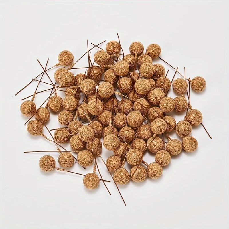 

50/100 шт. Блестящие бусины Рождественское украшение Искусственная ягода Украшения для рождественской елки для домашнего декора Навидад Новый год 2025 Подарки 50Pcs золотой