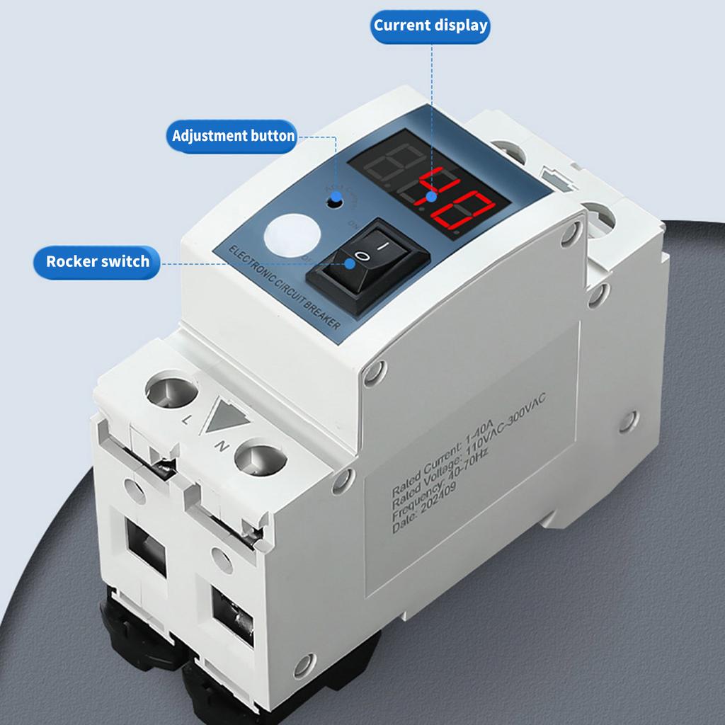 40A Adjustable Current Limiter Insulated Current Control Device Electrical Equipment Safety for Electrical Safety