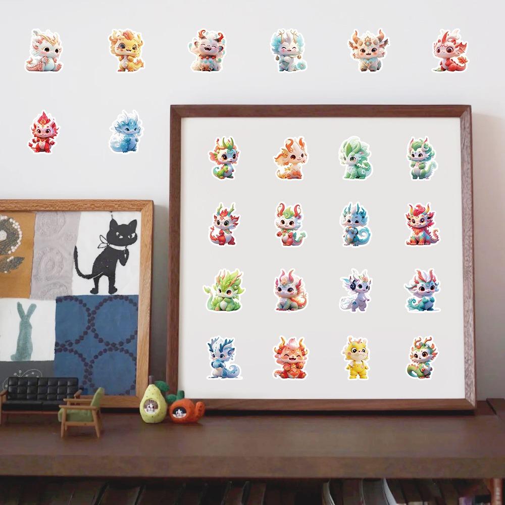 63pcs Scrapbooking Lantern Stickers Traditional Art Graffiti Decals Dragon Year Stickers