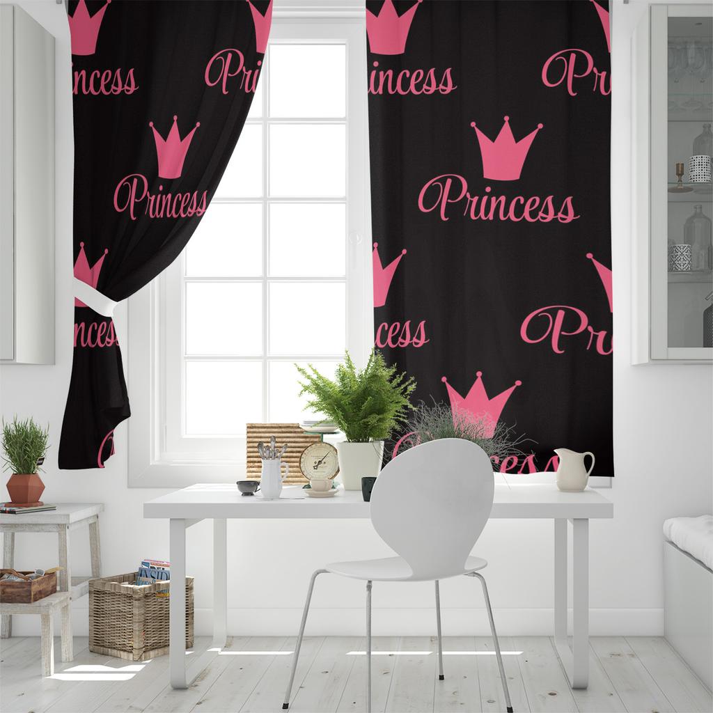Home Curtain Pink Crown Princess Bedroom Kitchen Curtains Living Room Decoration Items Window Curtains for Living Room