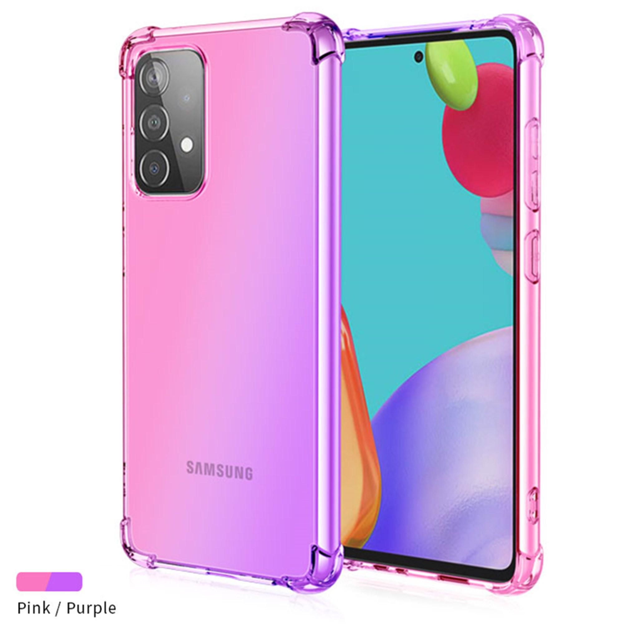 

Прозрачный милый чехол для телефона с градиентом, тонкий, против царапин, гибкий чехол из ТПУ, противоударный защитный чехол для Samsung Galaxy A55, 5G, A60, A72, A8S, A52S, A70, A80 Samsung Galaxy A9 (2018) фиолетовый/розовый