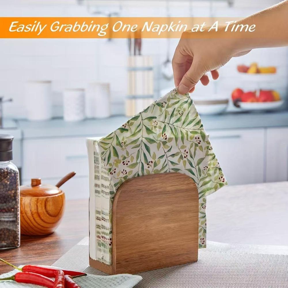 Classic Wooden Napkin Holder Countertop Dining Table Decoration Standing Napkin Dispenser Tissue Box Kitchen