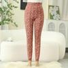 Women's High Waist Warm Pants Loose Printed Trousers Thick Elastic Winter Thermal Cotton Pants