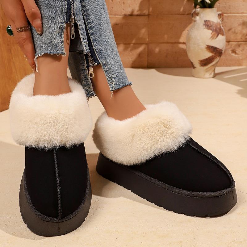 Low-top fluffy snow boots for women, new thick-soled non-slip bread shoes in winter, piled and thickened warm cotton shoes