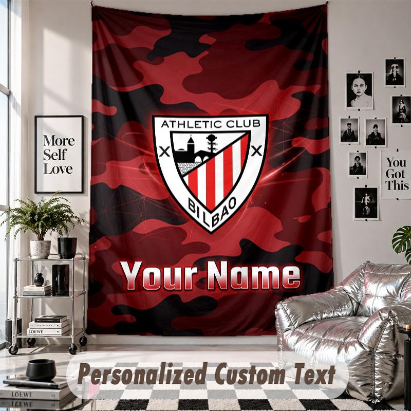 Custom Tapestry Wall Hanging, Athletic Bilbao FC Personalized Name Text Home Wall Decor