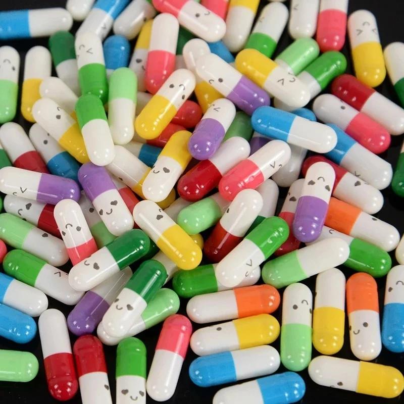 105pcs Message Capsules Letter Love Pill Transparent Color Smiling face Mini Wish Paper Notes  Birthday Party Valentine Gifts