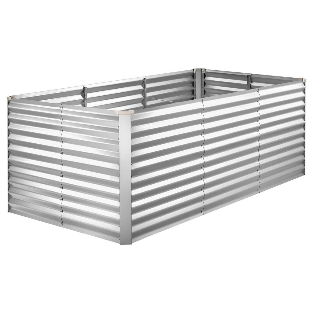 Galvanized Raised Garden Bed, 2400 x 1200 x 860 mm, Rectangular Metal Planter Box Kit Outdoor, Bottomless Planting Box with Gloves, Rustproof