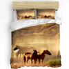 Běžící Cválající Kůň Hnědé Zvíře 3dílná Ložní Souprava Do Ložnice Dvojlůžko Domácí Textil Povlak na Přikrývku Prošívaný Povlak na Polštář