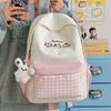 Schoolbag1011 New Japanese Cute Plaid Student Schoolbag Large Capacity High School Leisure Light Backpack Campus Wind