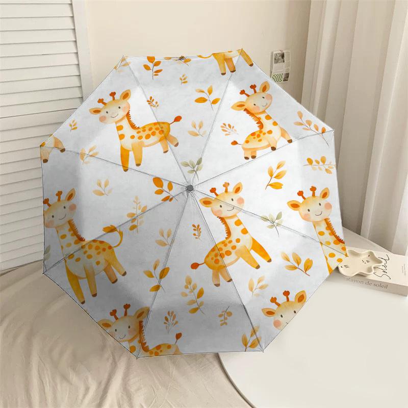 1pc Giraffe Leaves Pattern Umbrella Design Automatic Opening and Closing Umbrella, High-quality Travel Umbrella,  c1128033