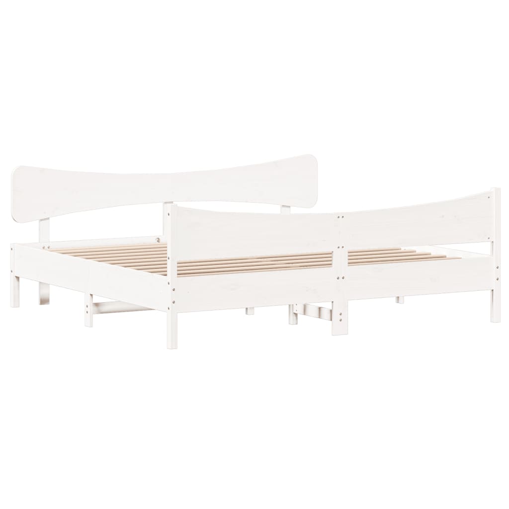 Vidaxl Bed Without Mattress, White, 200X200 Cm, Solid Pine Wood