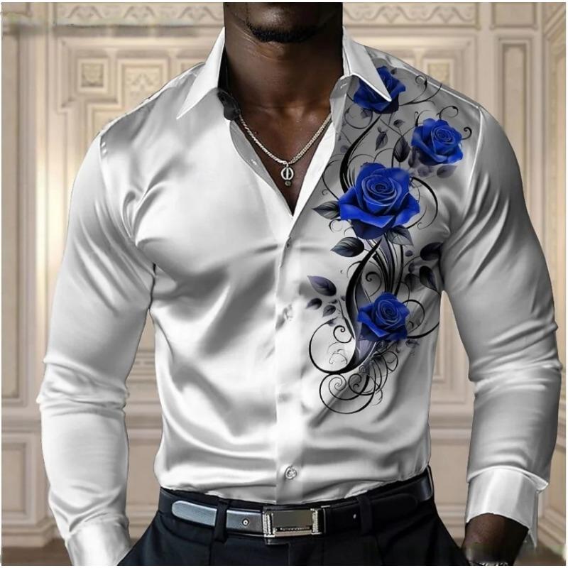 Camicia da uomo di alta gamma color rosa, camicia a maniche lunghe con bottoni, casual e comoda, camicia alla moda per quattro stagioni