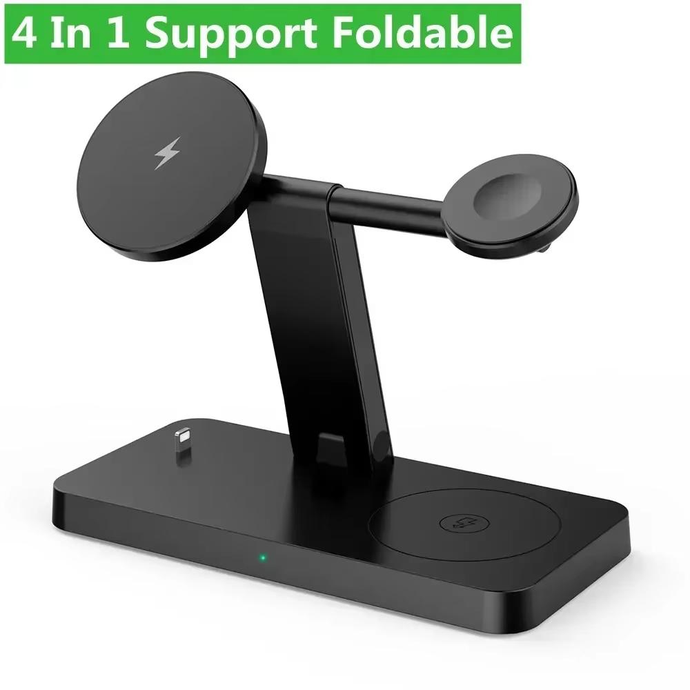 3 in 1 Magnetic Wireless Charger Stand For Magsafe iPhone 17 16 15 14 13 12 Apple Watch 8 7 Airpods Pro Fast Charging Station