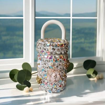 Tazza Termica da Viaggio da Donna con Strass Bling Diamante 420ML Tazza Termica Sottovuoto con Manico Tazza per Ragazze con Strass Scintillanti