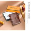 Full Grain Color Changing Head Layer Cowhide RFID Anti-theft Brush Men's Wallet Buckle Three Fold Leather