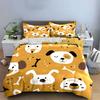 Cute Dog Pattern Three-Piece Set Bedding Set with 1 Duvet Cover 2 Pillowcases Single Double King Queen, Gift