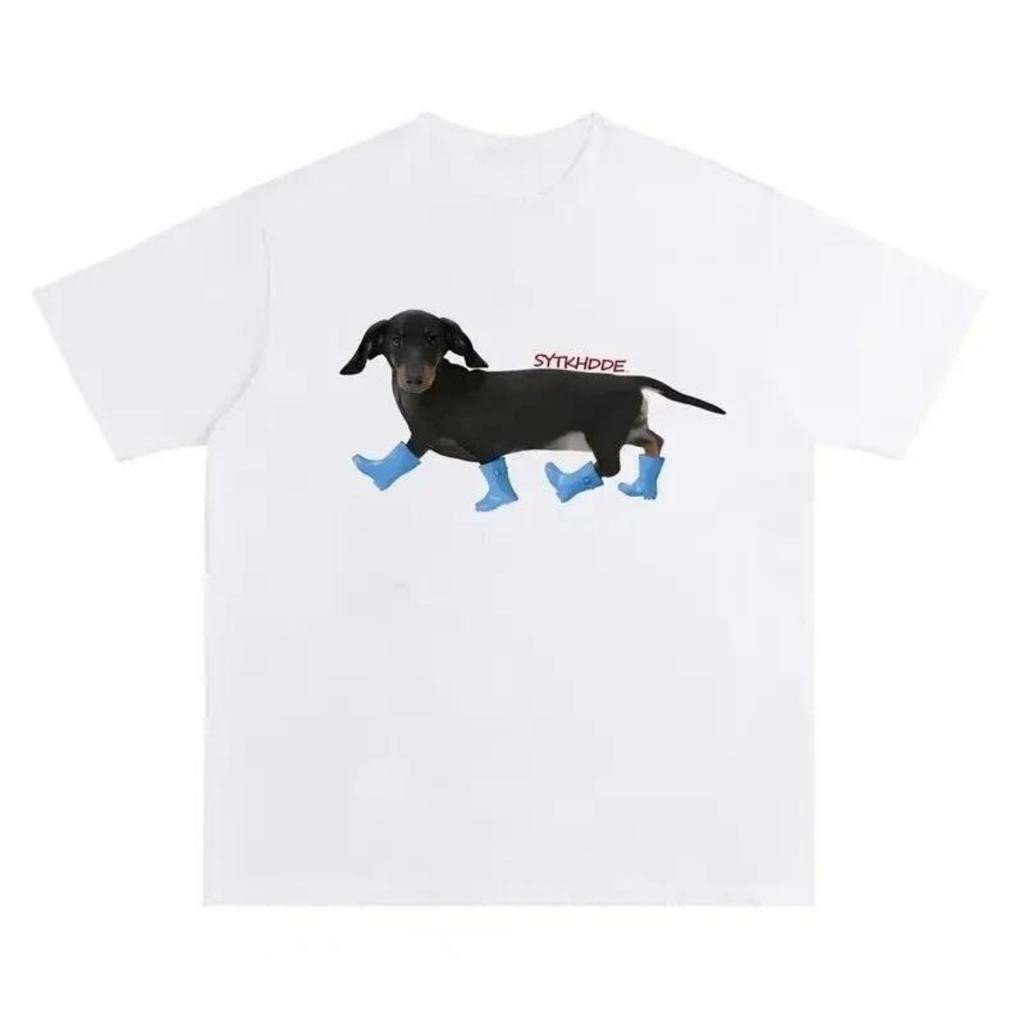 Dachshund Printed Short Sleeve T-Shirt Ladies Summer High Street Couple Half Sleeve T-Shirt Graphic T Shirts Vintage Y2K