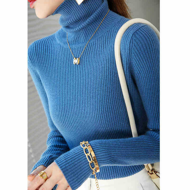Turtleneck Sweater Women's Winter Inner Wear Autumn and Winter New Slim-fitting and Thin Solid-color Knitted Bottoming Shirt