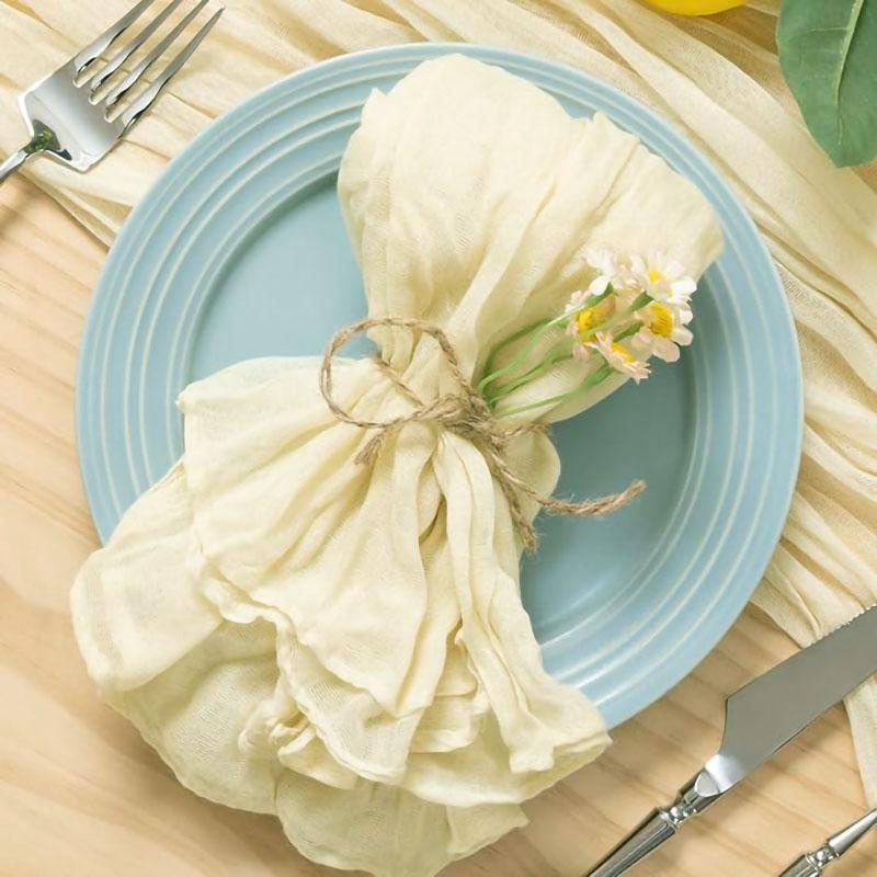 6pcs Napkins Wrinkled Dinner Napkins Soft Cotton Table Napkins Decorative Cloth Napkins for Weddings Parties Family Everyday Use