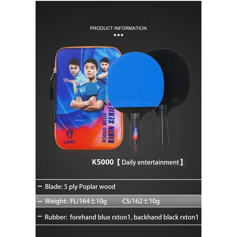LOKI K5000 Tischtennis Schläger Set mit 2 Tischtennisbällen 2 RandSchutz & 1 Tischtennis Schläger Hülle für Anfänger Training