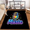 Colorful Microphone Music Design Carpet with Black Background Suitable for use as an anti-slip for living room bedroom sofas