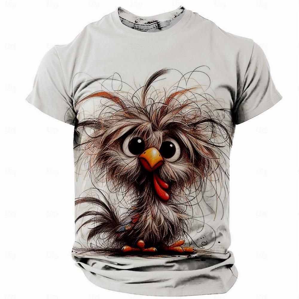 Funny Men's T Shirt Animal Chicken Print Summer Casual Short Sleeve Tee Street Fashion O-Neck Pullover Men's Oversized Clothing