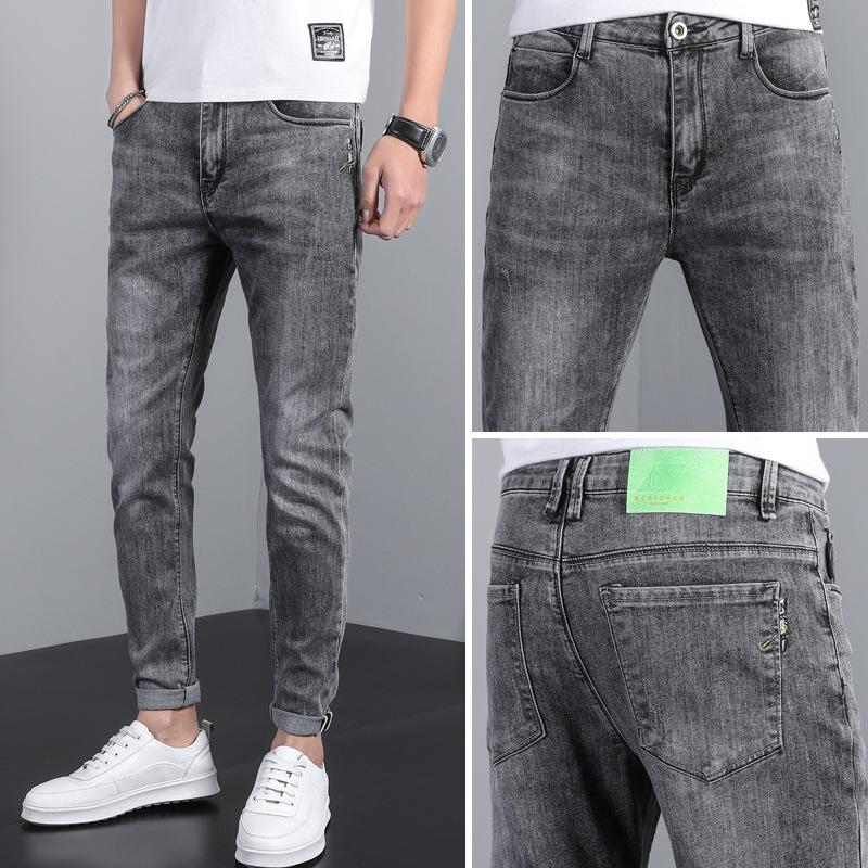 Men's Korean Style Slim Fit Elastic Jeans - Casual Straight Trousers for Spring