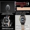 Men's Classic Black Leather Strap Watch Waterproof Quartz Analog Casual Lightweight Date Day Display