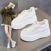 3 small size lace-up inner height increase casual new thick-soled wedge heel small man wedge heel shows high white shoes women