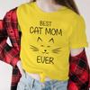 Best Cat Mom Ever Shirt Fun Mama Life Tshirts Cartoon Animal Cat Tees Women Short Sleeve Retro Mothers Day Gifts Tshirts Tops