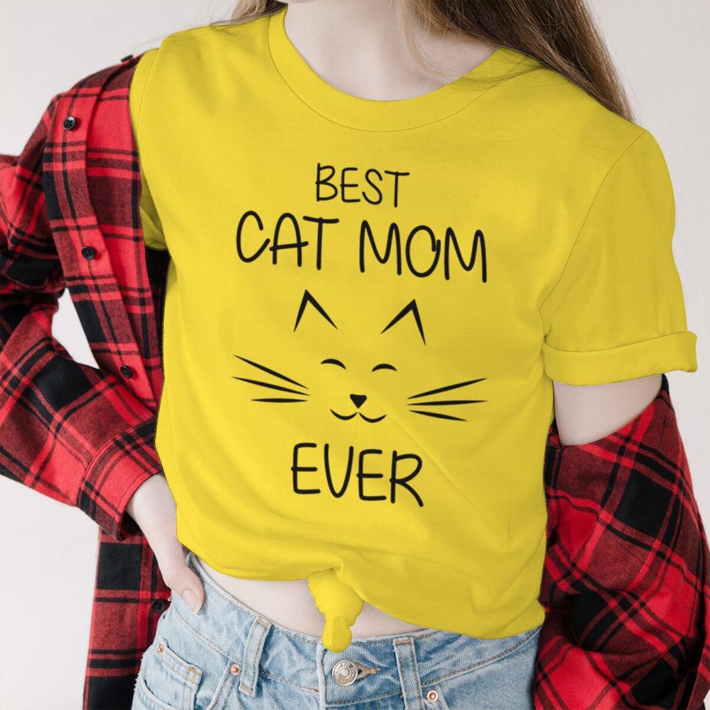 Best Cat Mom Ever Shirt Fun Mama Life Tshirts Cartoon Animal Cat Tees Women Short Sleeve Retro Mothers Day Gifts Tshirts Tops