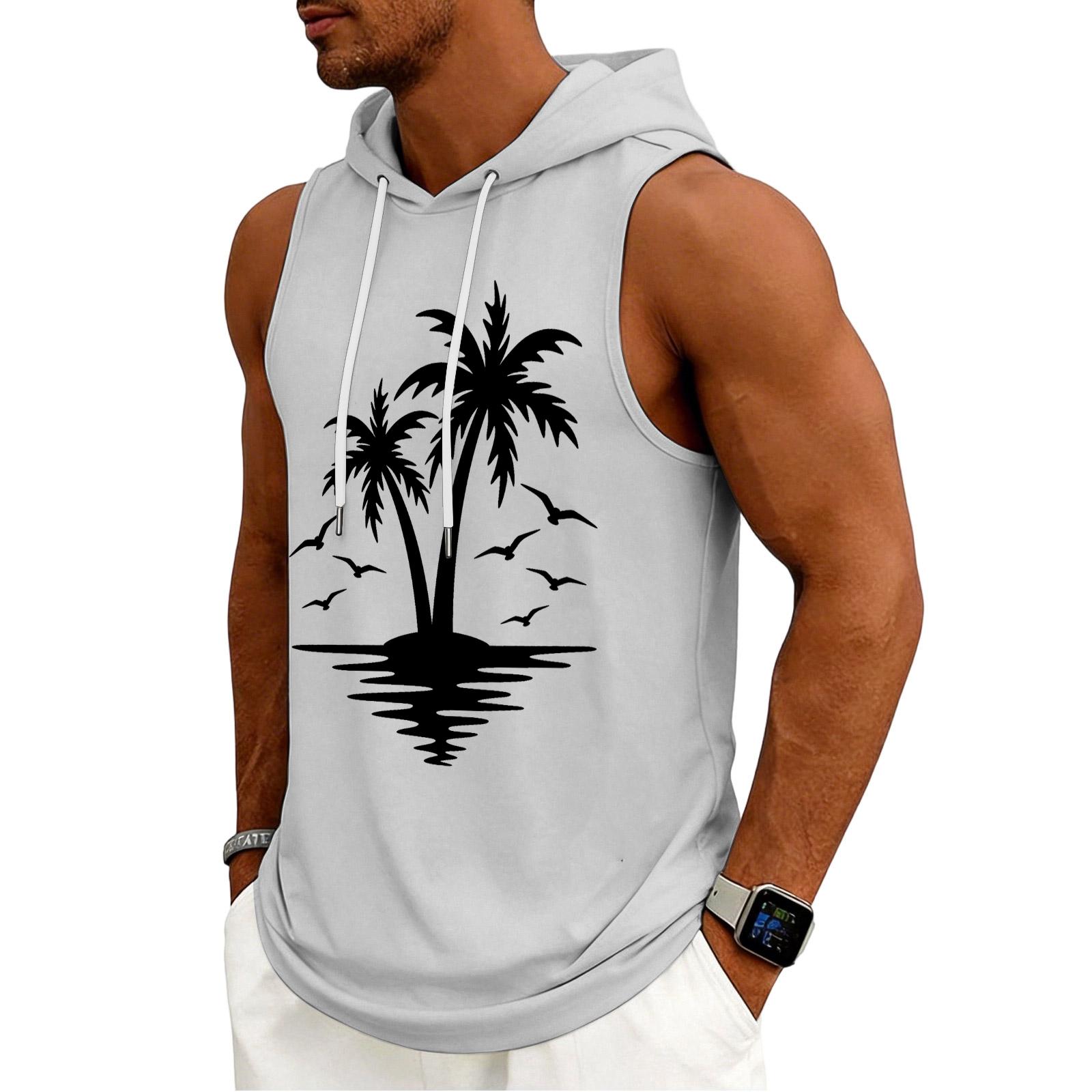 

Men s Tank Top Gym Sleeveless Hoodie Shirt Washed Sports Muscle Shirts Fitness Vest With Hood XL