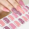 16 Tips Mini Flower Semi-Cured UV Gel French Style Dark Red Self Adhesive Nail Stickers Wraps