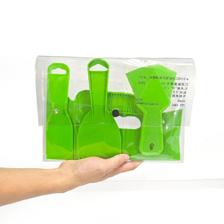 Multiple Size Plastic Putty Scraper Set 5Pieces Suitable For Home Improvement Efficient Spackling And Wallpapering Tasks