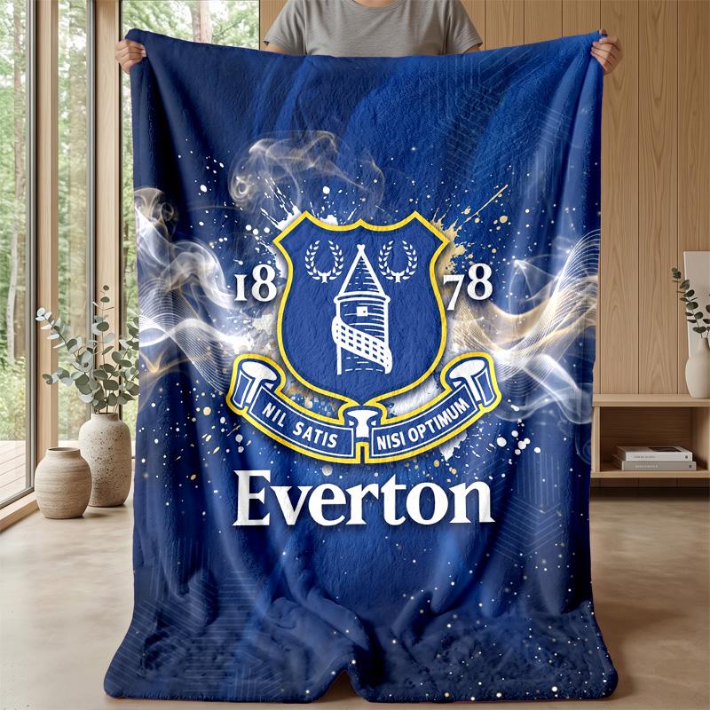 Everton Fußball Druck Flanell Decke, Weiche Warme Leichte Überwurfdecke für Sofa Bett Camping