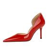 8cm Style Fashion Simple High Heels Women's Shoes Thin Heels High Heels Shallow Mouth Pointed Side Hollow Patent Leather Single Shoes Women