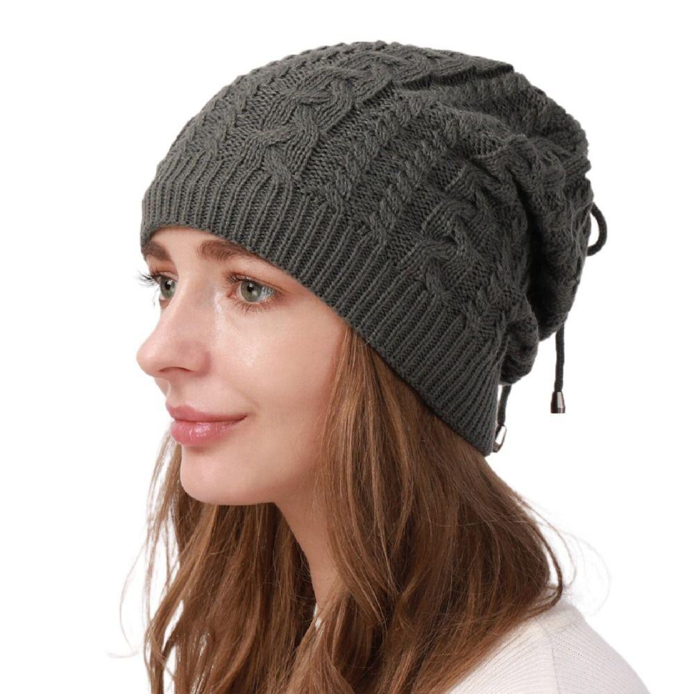 Vintage Thick Knit Beanies Cap Hat Ear Protect Dual-purpose Knitted Cap Hat Soft Multifunction Snood Scarf Women Lady Men