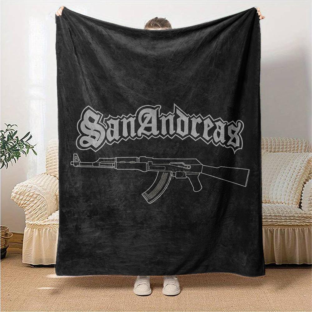 1pc San Andreas AK-47 Soft Warm Throw for Home, Office, Trave, All-Season Cozy Bedding Gift, Office Cozy Accessory 1123