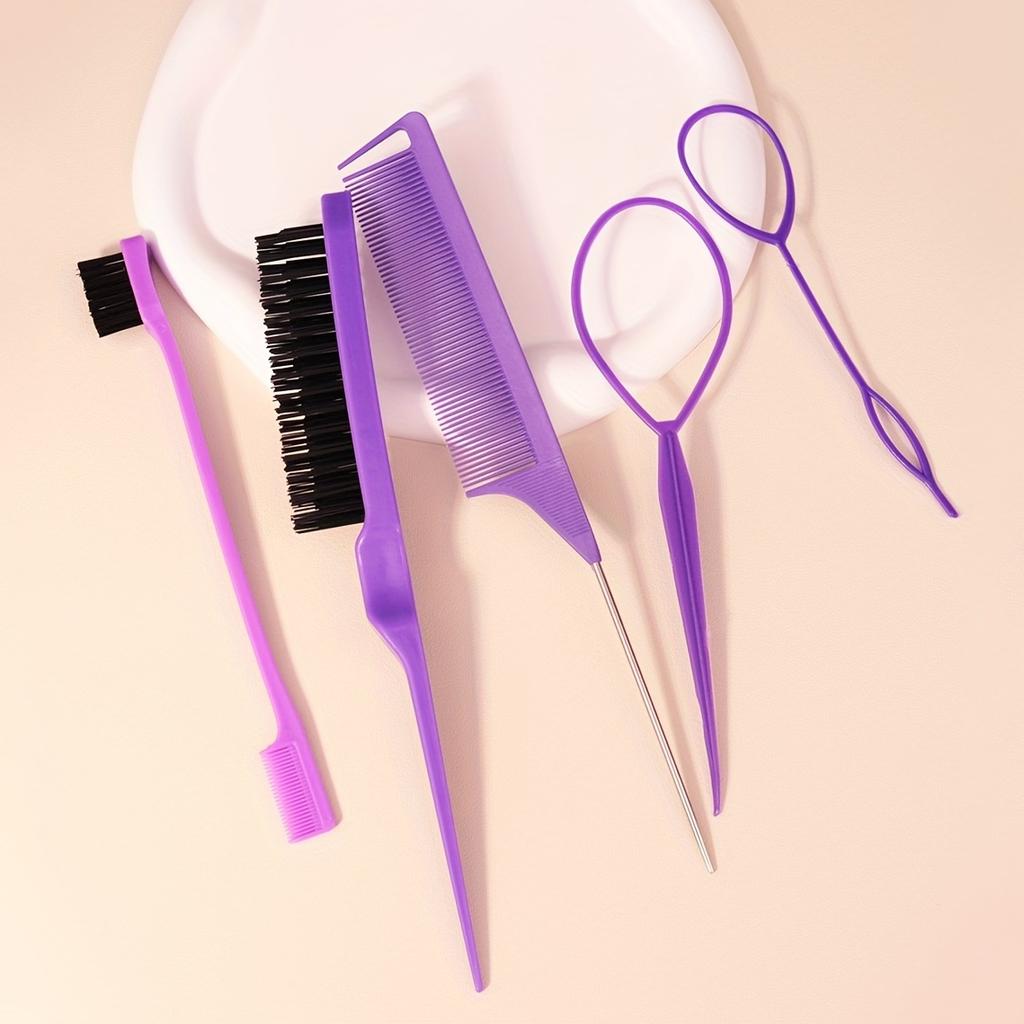 [Niezbędne akcesoria do stylizacji włosów w podróży] Zestaw narzędzi do samodzielnej stylizacji włosów, Zestaw szczotek do włosów i narzędzi do zaplatania, w tym grzebień do stylizacji włosów, grzebień ze szpikulcem, szczoteczka do krawędzi