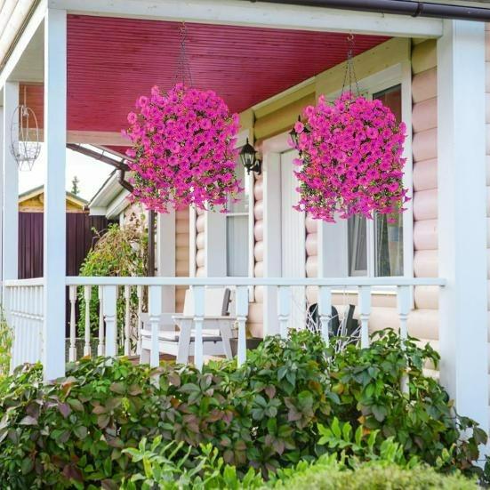 Τεχνητά κρεμαστά λουλούδια πετούνιας ανθεκτικά στην υπεριώδη ακτινοβολία ψεύτικα φυτά εξωτερικού χώρου ψεύτικη πετούνια ρίγα άνοιξη-καλοκαίρι διακόσμηση για το σπίτι πόρτα τζακιού βεράντα βεράντα