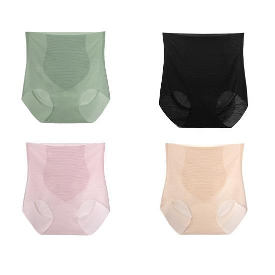 Women's Ultra Thin Ice Silk Underwear No Show Tummy Control Briefs Seamless High-Waisted Panties Full Coverage Stretch Underpants