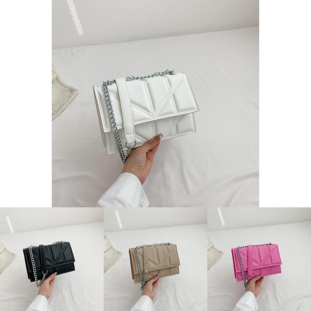 Stylish Pu Material Women's Chain Shoulder Bag Trendy Small Square Purse For Daily Use