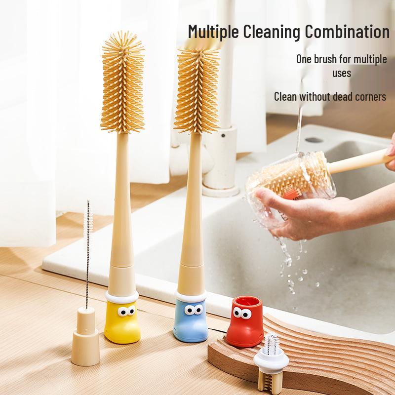 Multi-functional Long Handle Cup Brush with Thermos Lid Sponge Cleaner