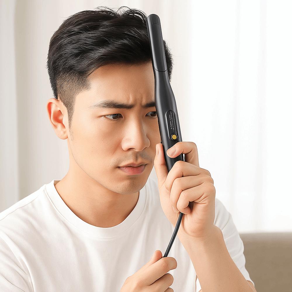 Non-slip Handle Men Curling Iron Plastic Casing Home Hair Curler  Hair Styling