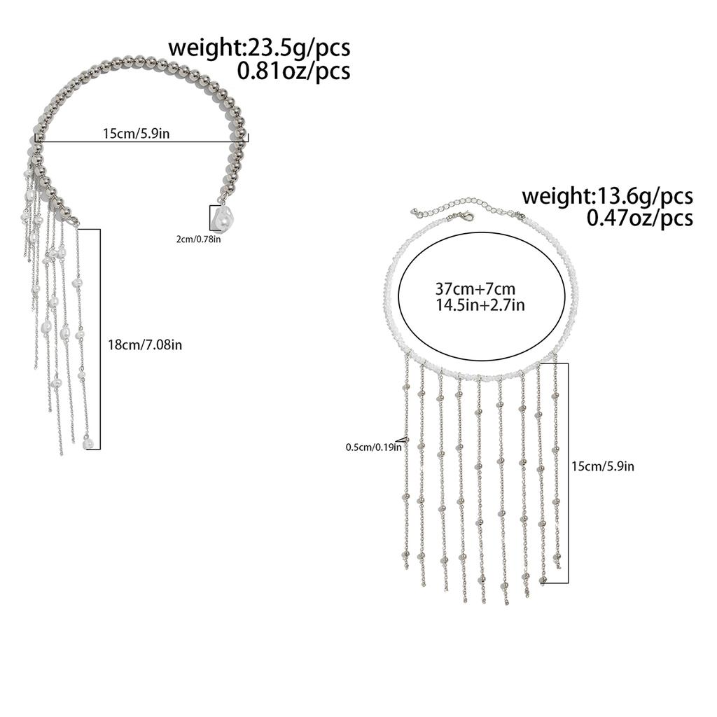 Salircon Nádherný Otevřený Choker Náhrdelník s Třásněmi z Imitace Perel Dámský Módní Dlouhý Třásně CCB Korálky Řetízek na Klíční Kost Šperky