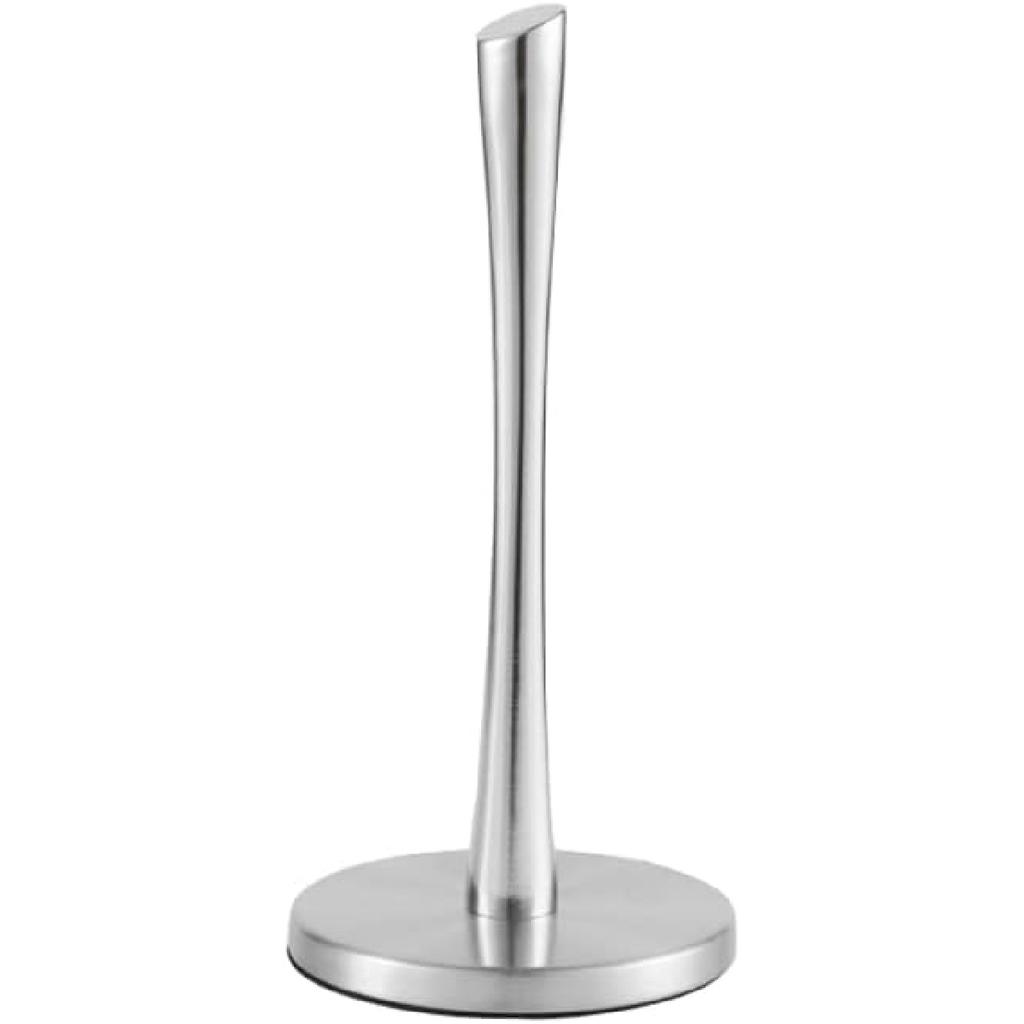 Paper Towel Holder countertop, Free-Standing Kitchen roll Holder for Kitchen Bathroom, Black Paper Towel Holder Stand Dispenser with Stainless Base