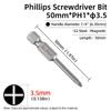 50mm Phillips Screwdriver Bit PH00/PH0/PH1/PH2 1/4” Hex Shank Magnetic S2 Steel Cross Head Screw Driver Bits Hand Power Tools