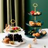 European Ceramic Phnom Penh Double-Layer Dessert Table Three-Layer Tray Dim Sum Plate Wedding Cake Fruit Plate Display Stand