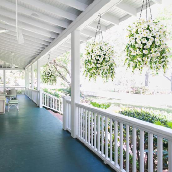 Τεχνητά κρεμαστά λουλούδια πετούνιας ανθεκτικά στην υπεριώδη ακτινοβολία ψεύτικα φυτά εξωτερικού χώρου ψεύτικη πετούνια ρίγα άνοιξη-καλοκαίρι διακόσμηση για το σπίτι πόρτα τζακιού βεράντα βεράντα