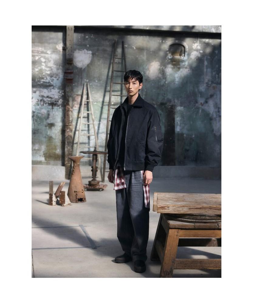 SHIFT.G Semi Wide Tapered Denim Pants Black